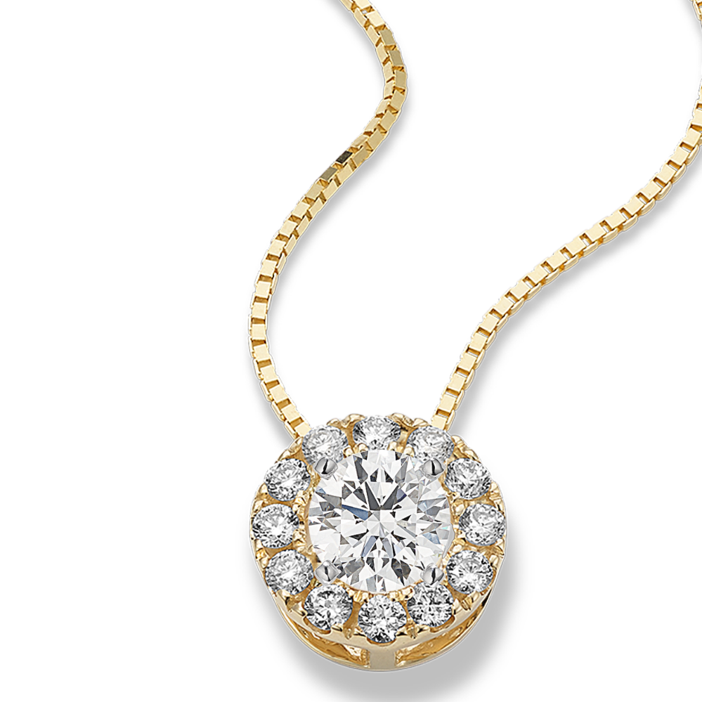 Leda Pick-Your-Gem Halo Pendant (5mm Round)