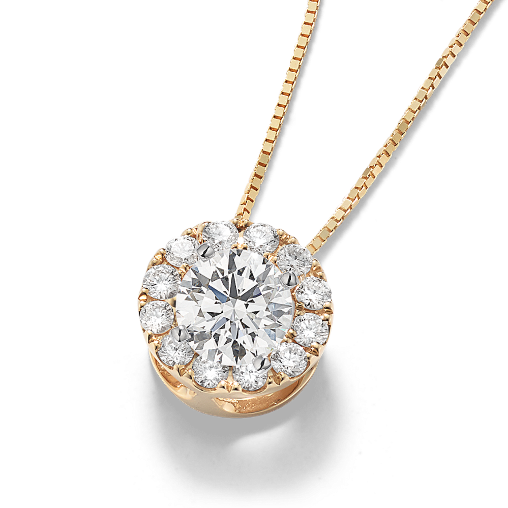 Leda Pick-Your-Gem Halo Pendant (6mm Round)