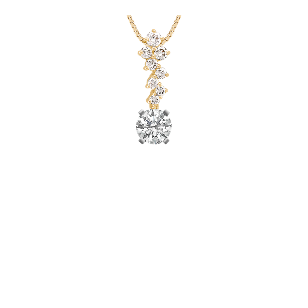 Zigzag Round Diamond Pendant (18 in)