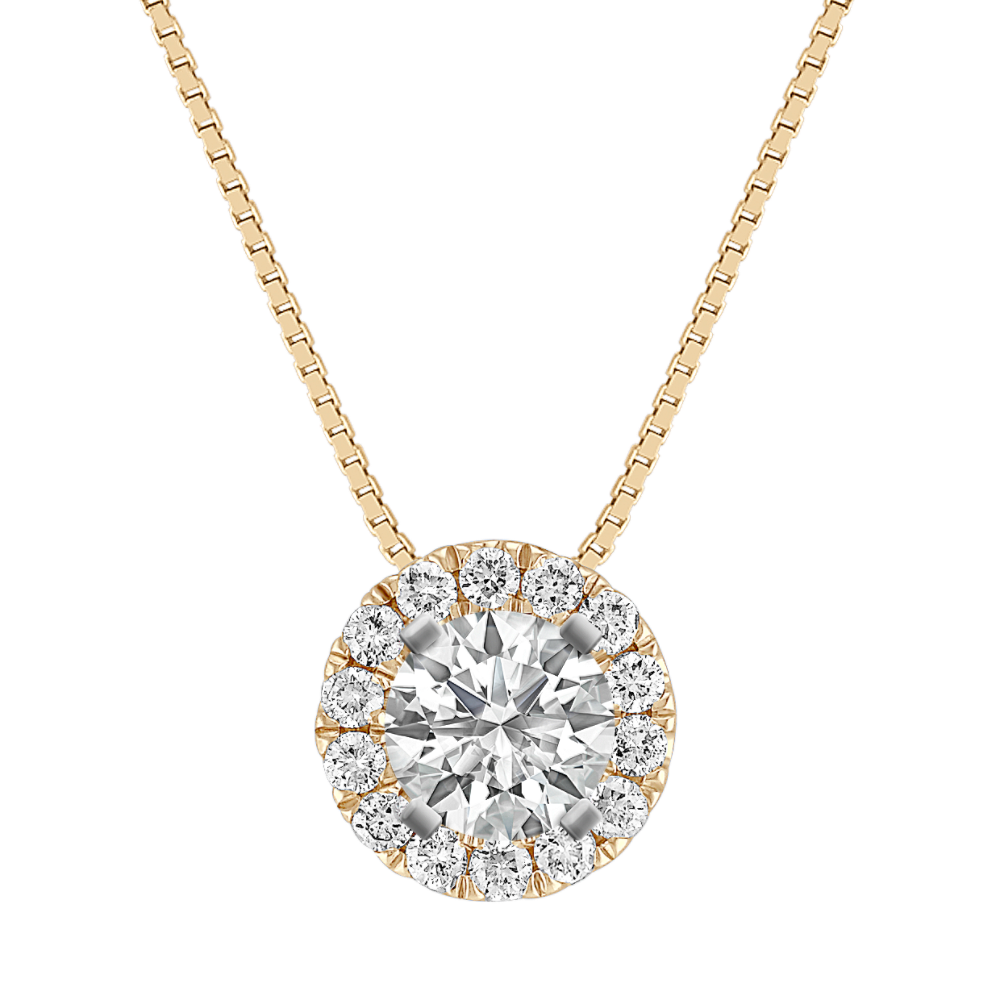 Diamond Halo Pendant with Pave-Setting (18 in)