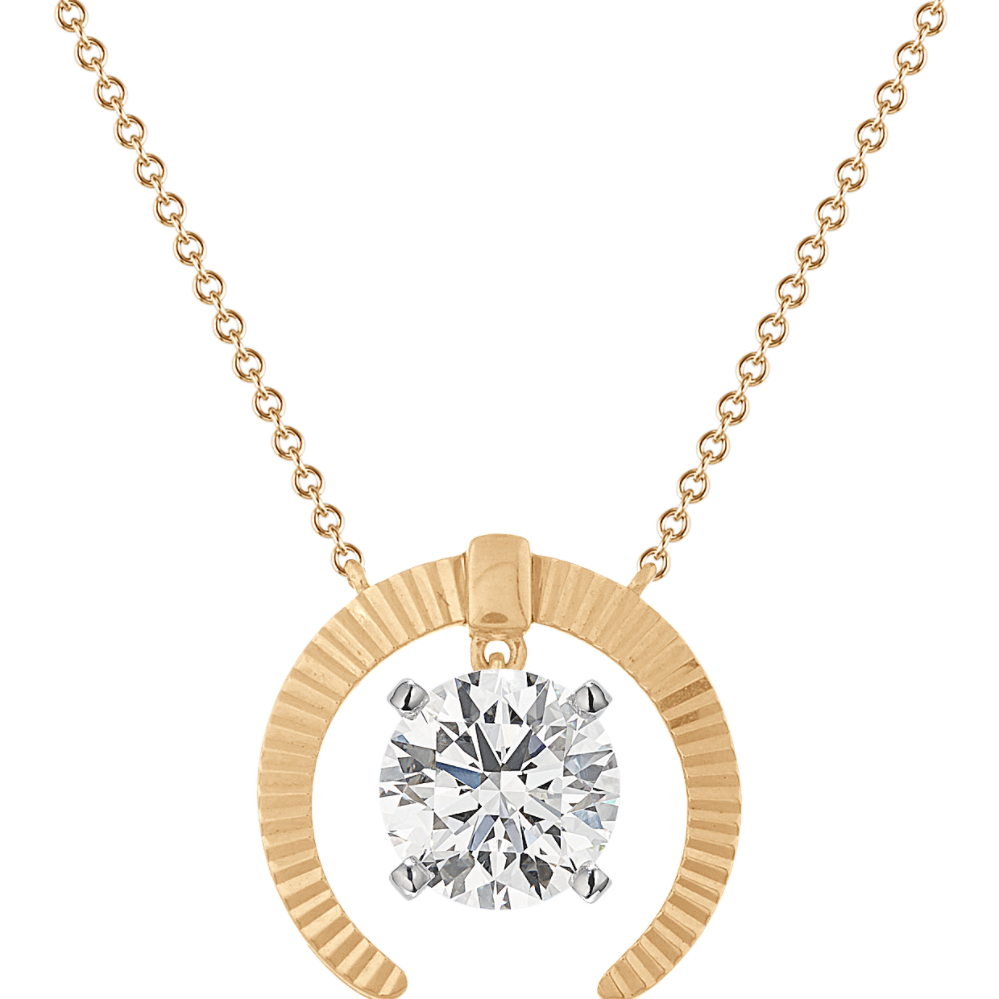 Pick-Your-Gem Textured Horn Pendant in 14k Yellow Gold (18'')