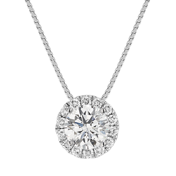 Leda Pick-Your-Gem Halo Pendant (6.5mm Round)