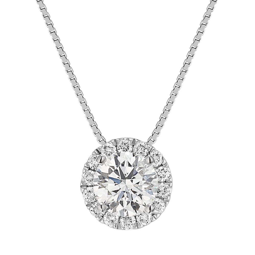 Leda Pick-Your-Gem Halo Pendant (6.5mm Round)