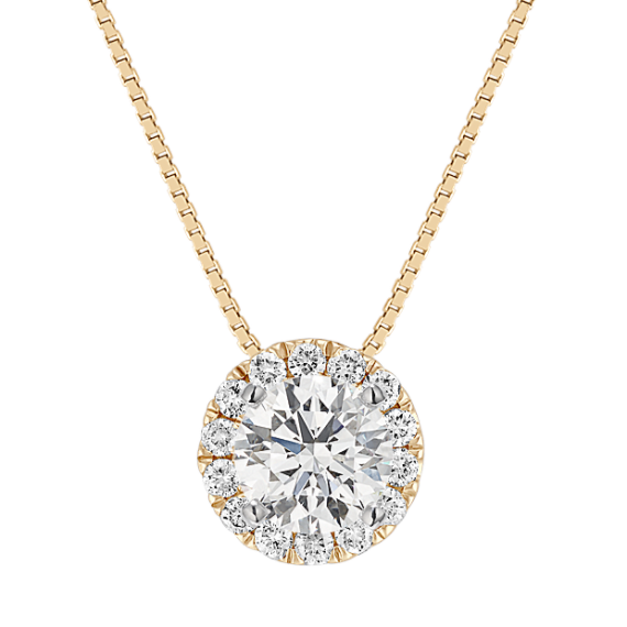 Leda Pick-Your-Gem Halo Pendant (6.5mm Round)