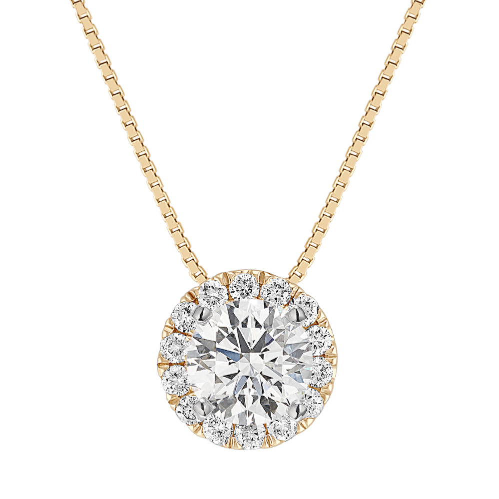 Leda Pick-Your-Gem Halo Pendant (6.5mm Round)