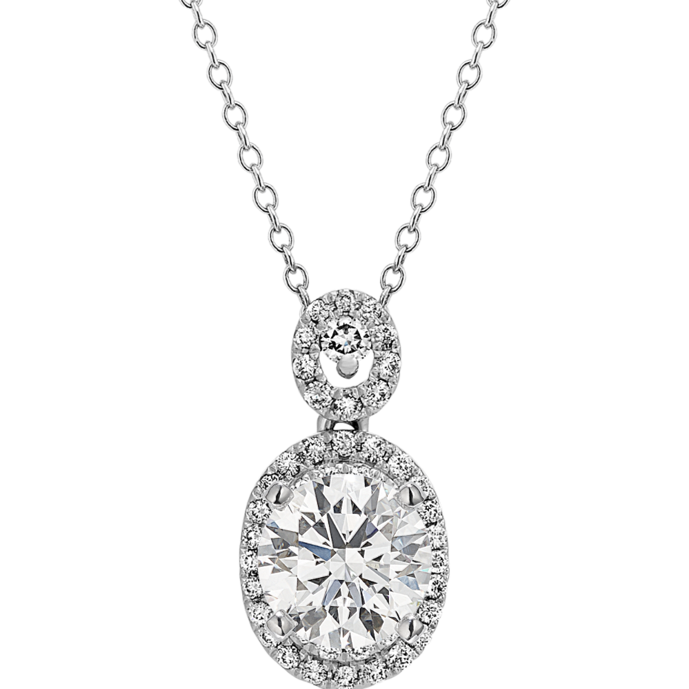 Diamond Dangle Double Halo Pendant (22'')