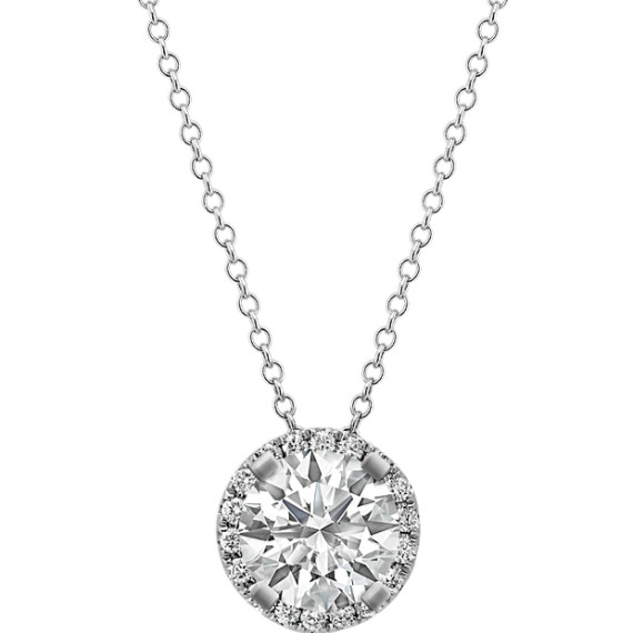 Round Diamond Halo Pendant With Pave Setting 18 In Shane Co - Diamond Halo Pendant Setting Only