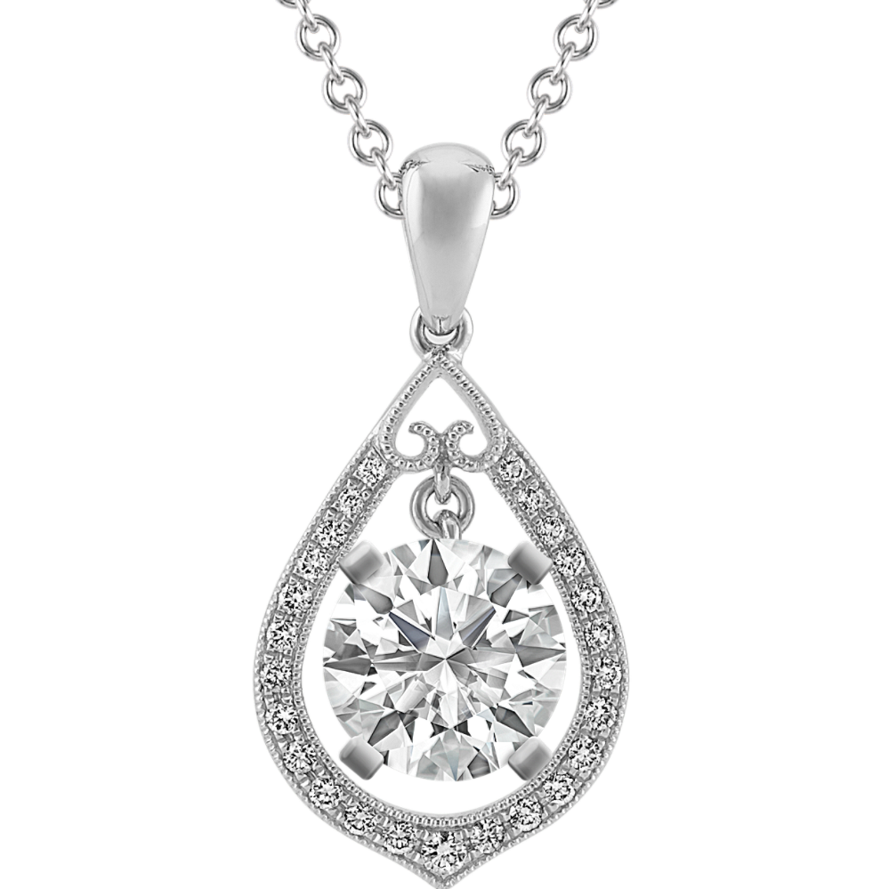Vintage Diamond Pendant in 14k White Gold (22 in)
