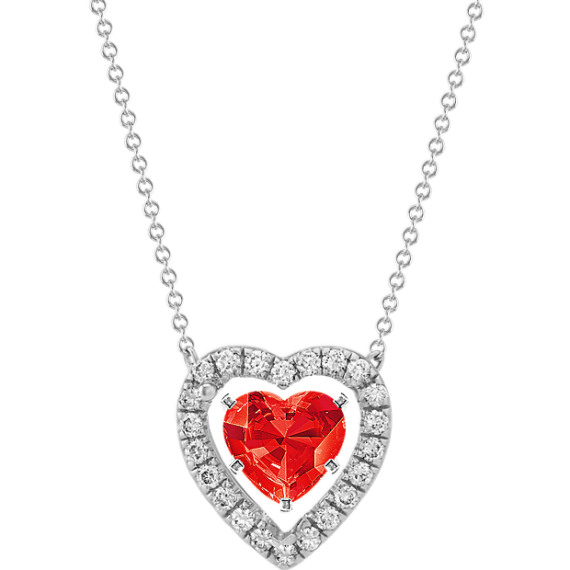 Diamond Pendant For Heart-Shaped Gemstone (22 in) with Heart Fire Sapphire