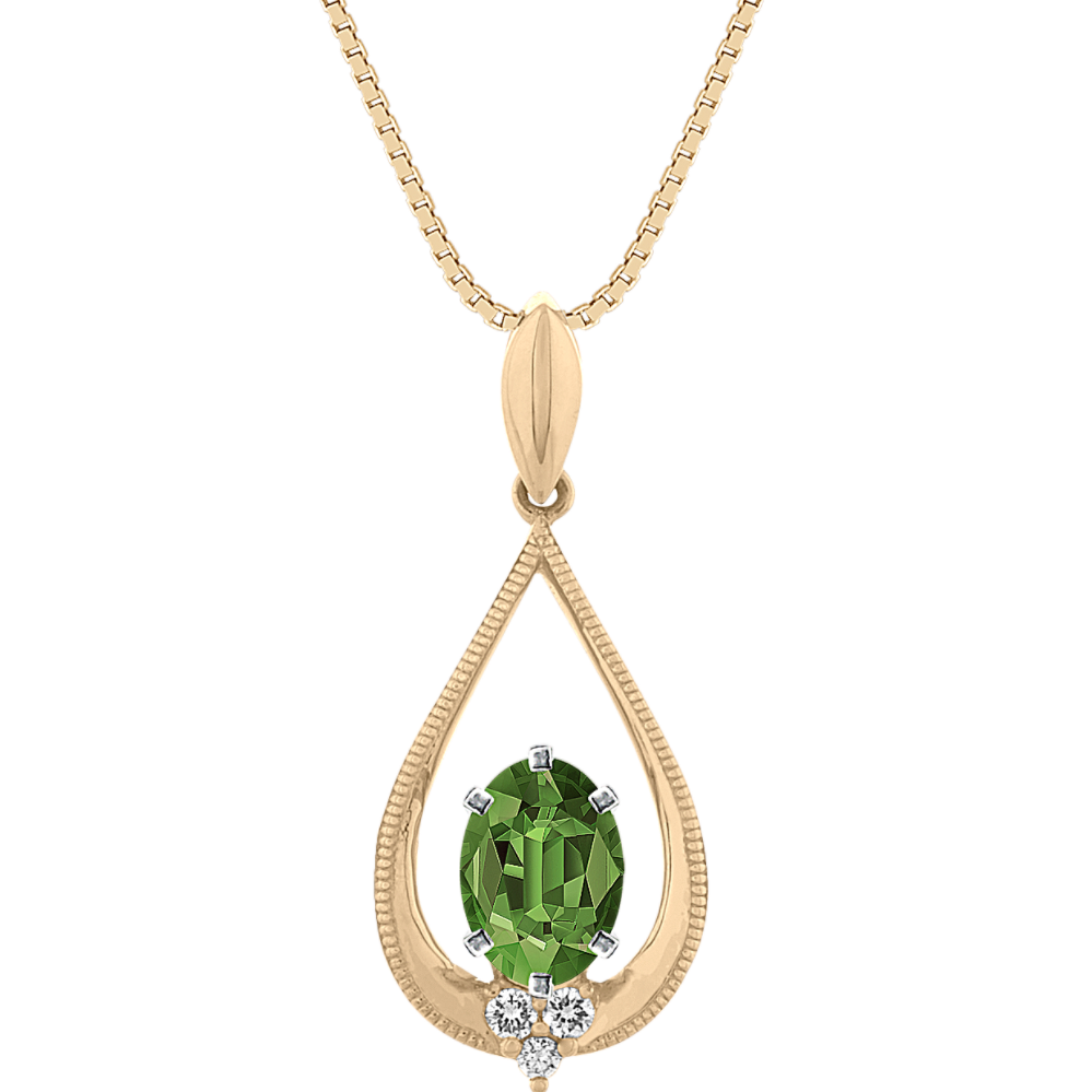 Diamond Accent Pendant in 14K Yellow Gold (18'')