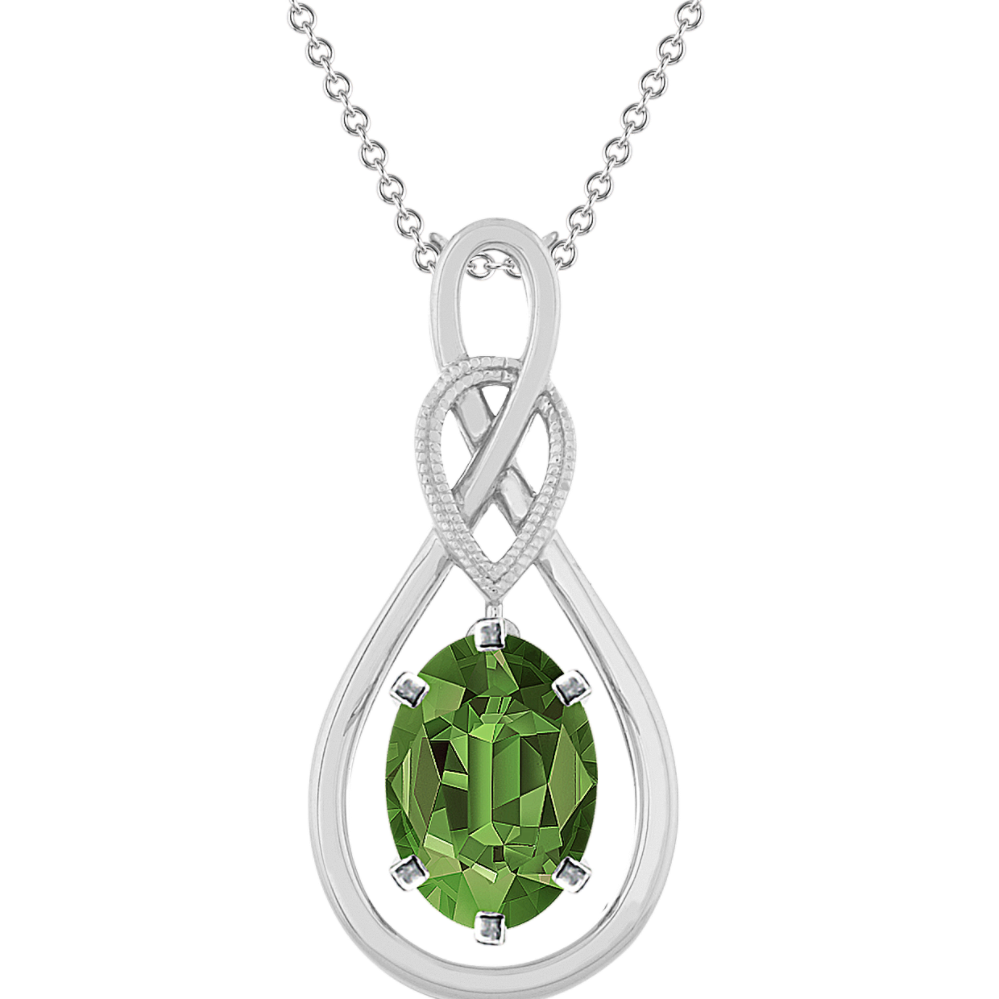 Infinity Pendant for 2 ct. Oval in 14K White Gold (18'')