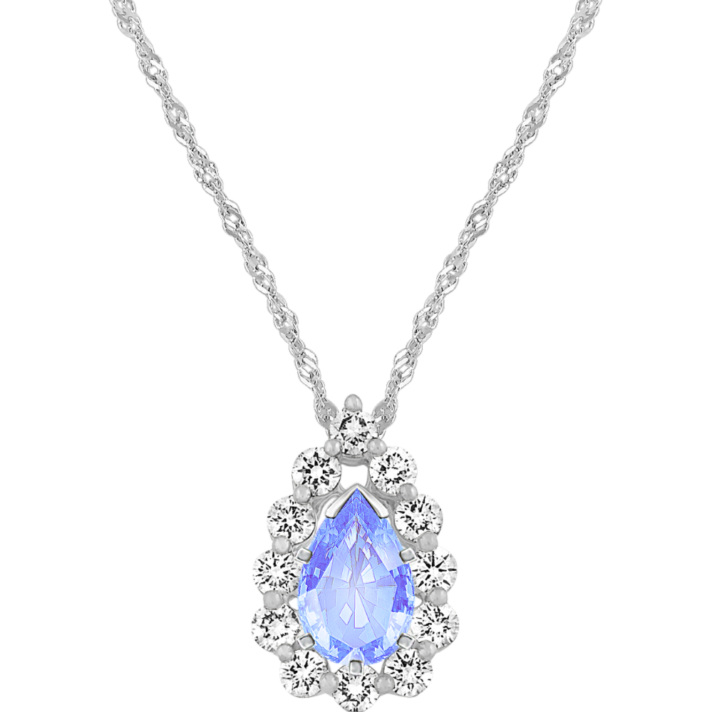 Diamond Accented Pendant in 14K White Gold (20'')