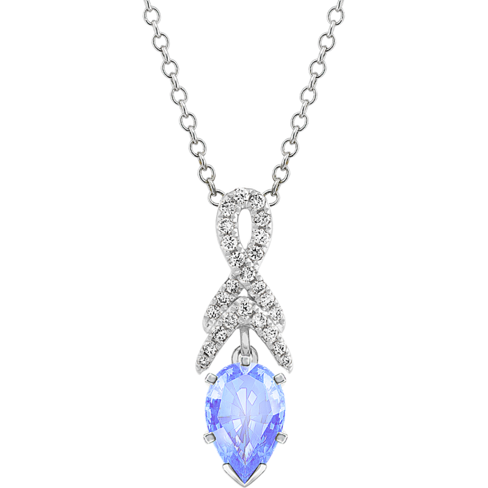 6.98 mm Ice Blue Natural Sapphire Necklace in White Gold