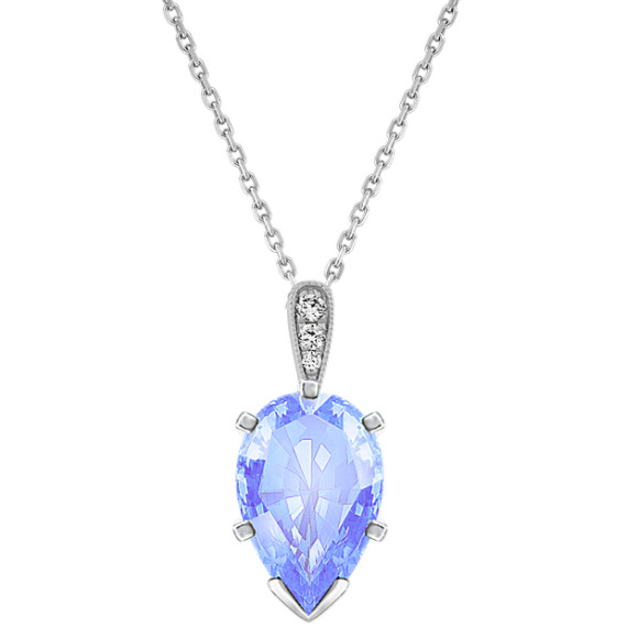 Diamond Accented Pendant for Pear Gemstone (20 in)