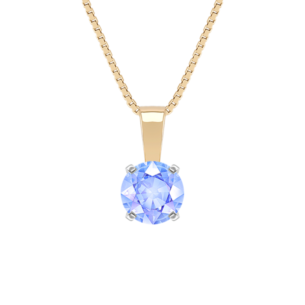 14k Yellow Gold Pendant for .75 ct. Round Gemstone (18 in)