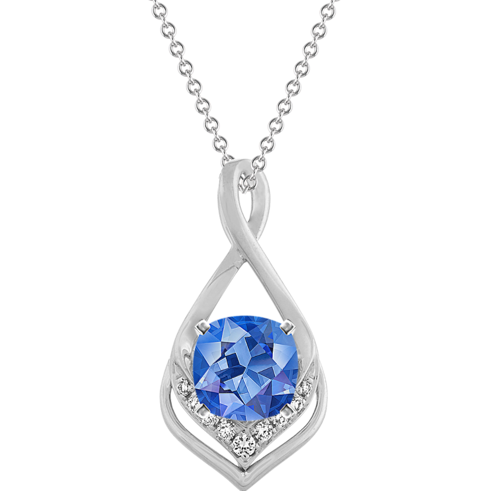 5.17 mm Kentucky Blue Sapphire  Pendant in White Gold