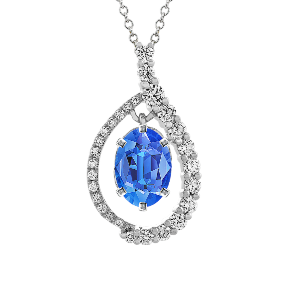 Finale Natural Diamond Halo Pendant for Oval Gemstone (24 in)