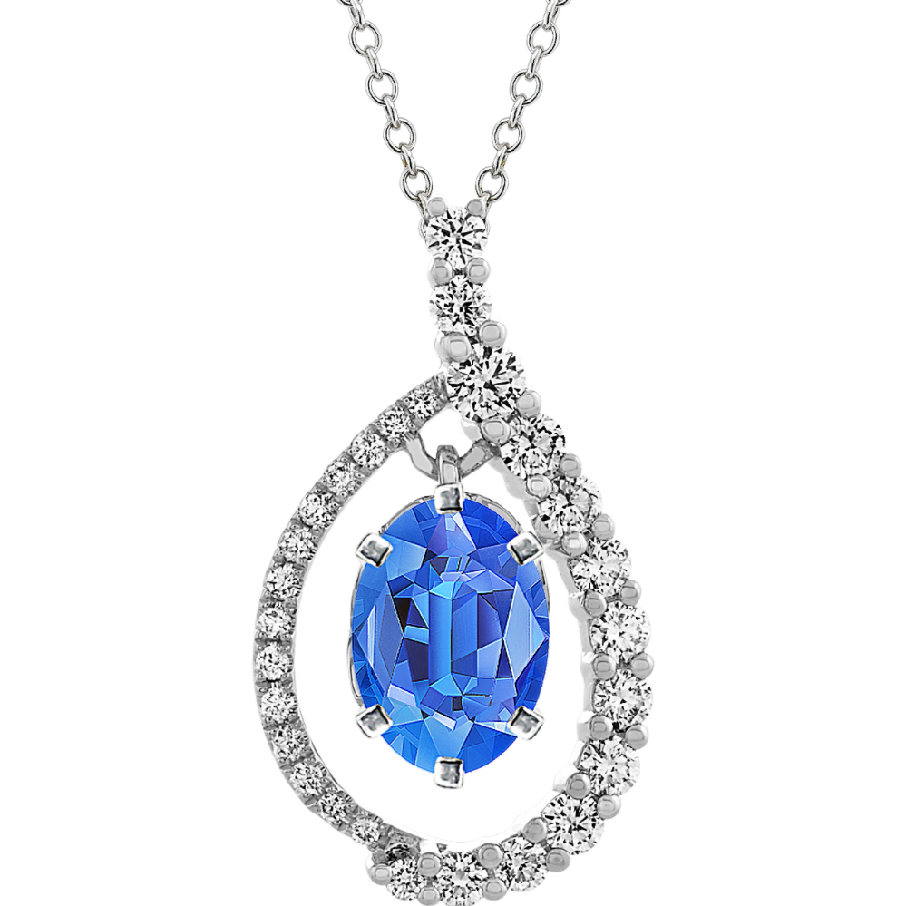 Finale Diamond Halo Pendant for Oval Gemstone (24'')