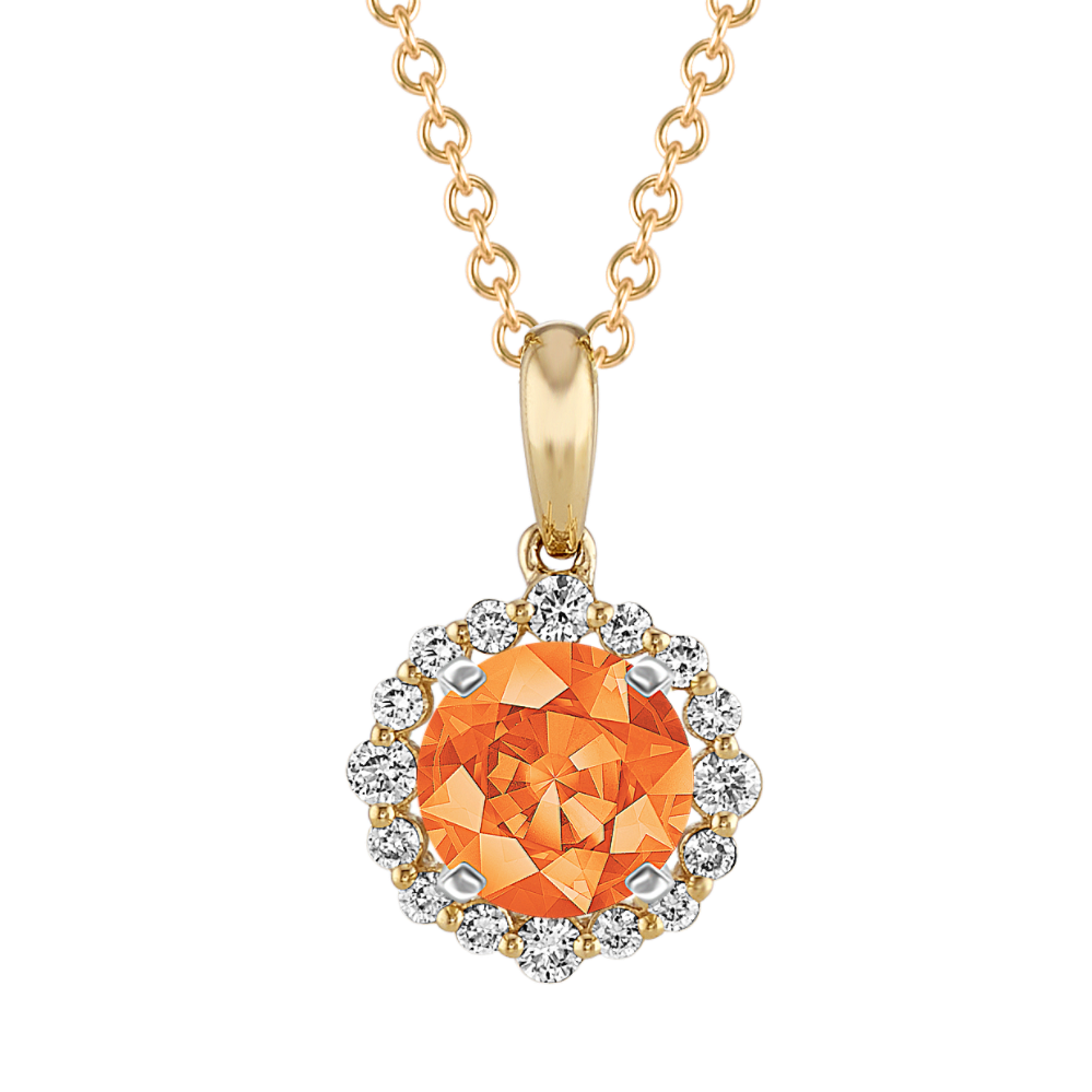 Diamond Halo Pendant in 14k Yellow Gold (18'')