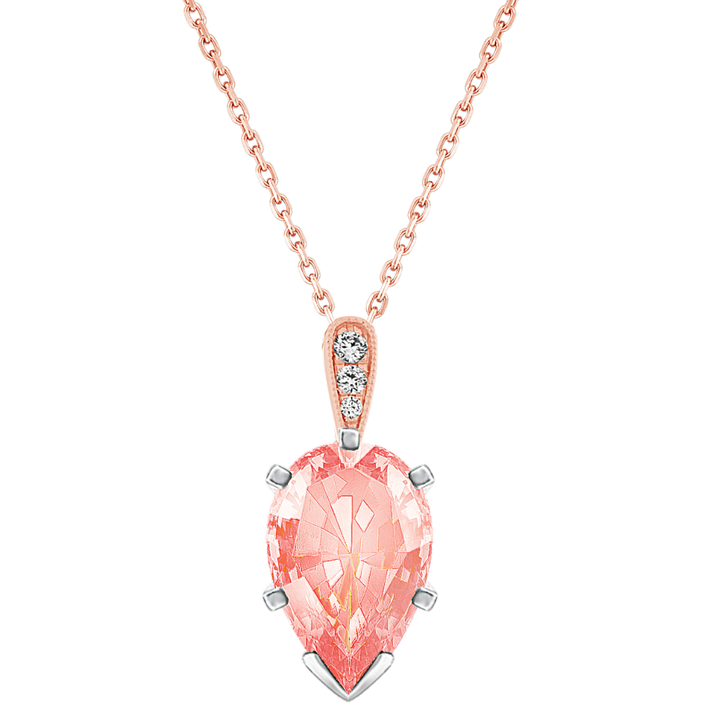Diamond Accented Pendant for Pear Gemstone (20'')