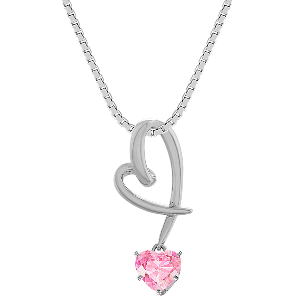 4.4 mm Pink Natural Sapphire Necklace in White Gold