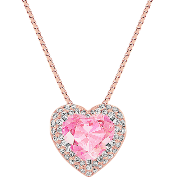 Diamond Heart Pendant in 14k Rose Gold (18 in)