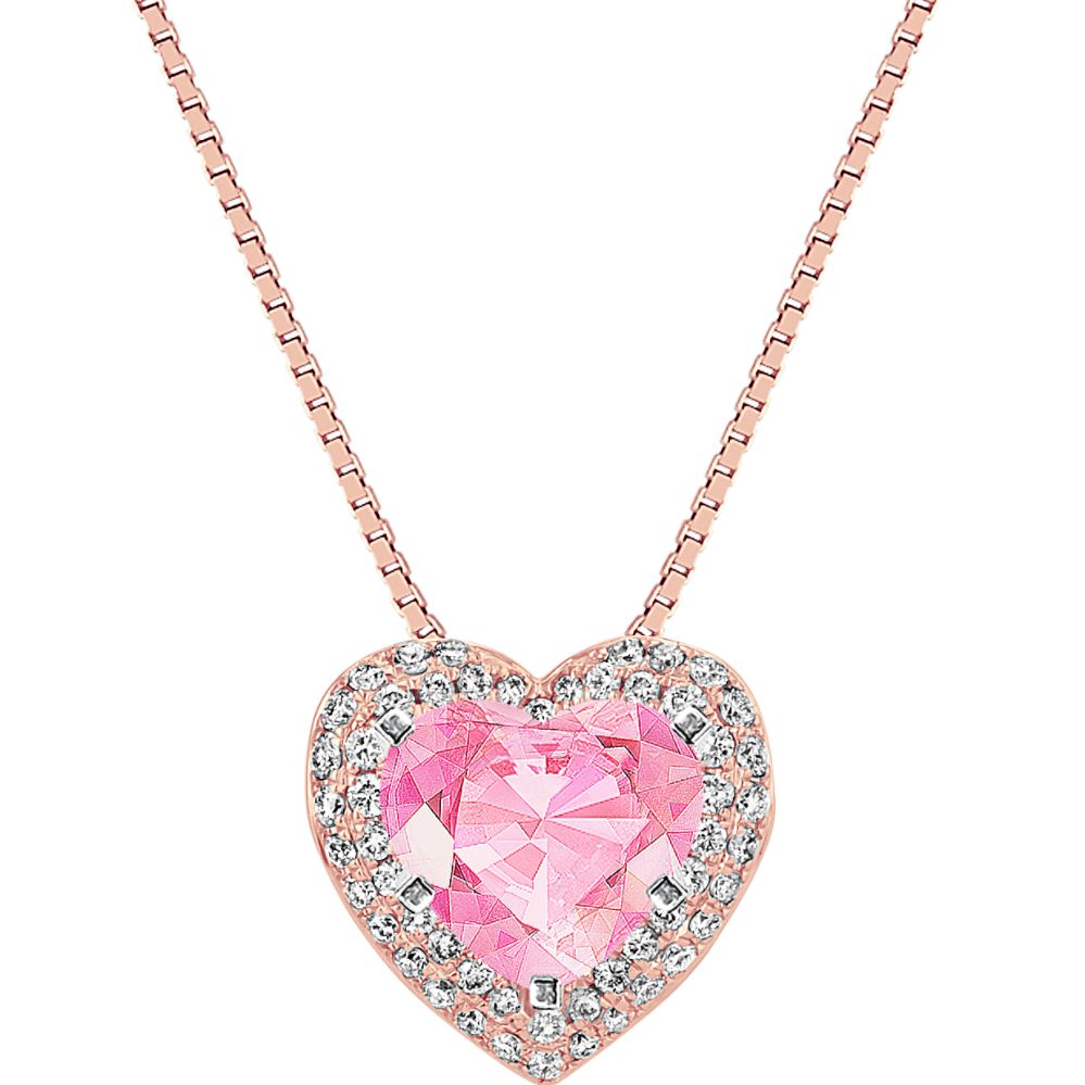 Diamond Heart Pendant in 14k Rose Gold (18 in)