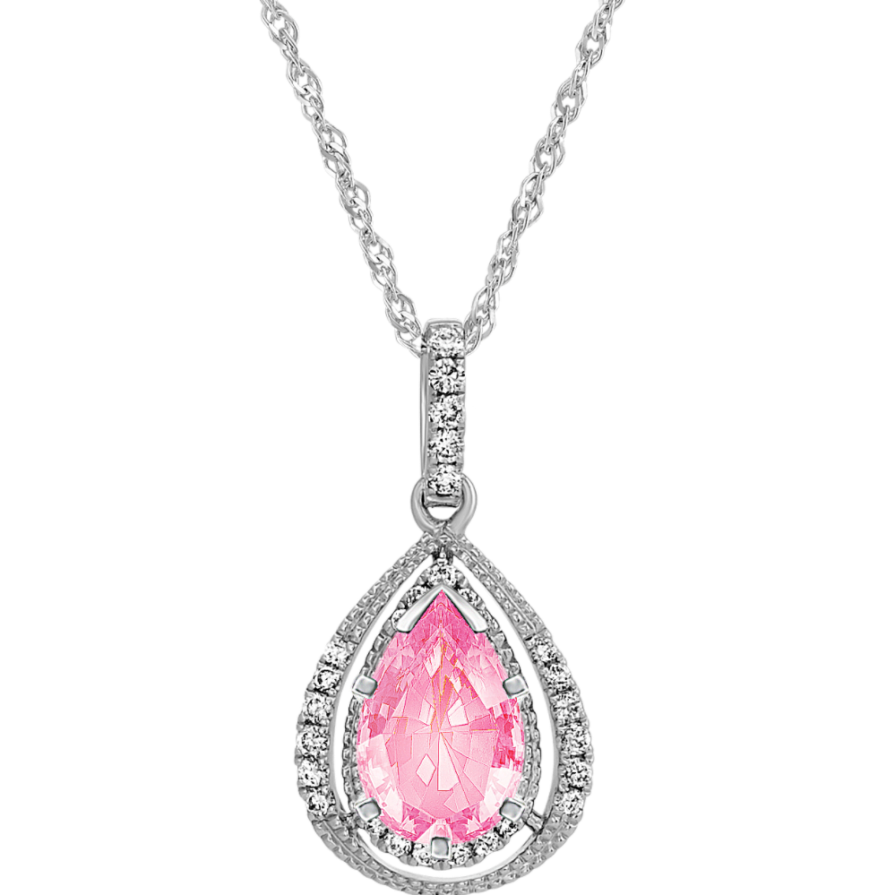 Vintage Diamond Pendant in 14k White Gold (20 in)