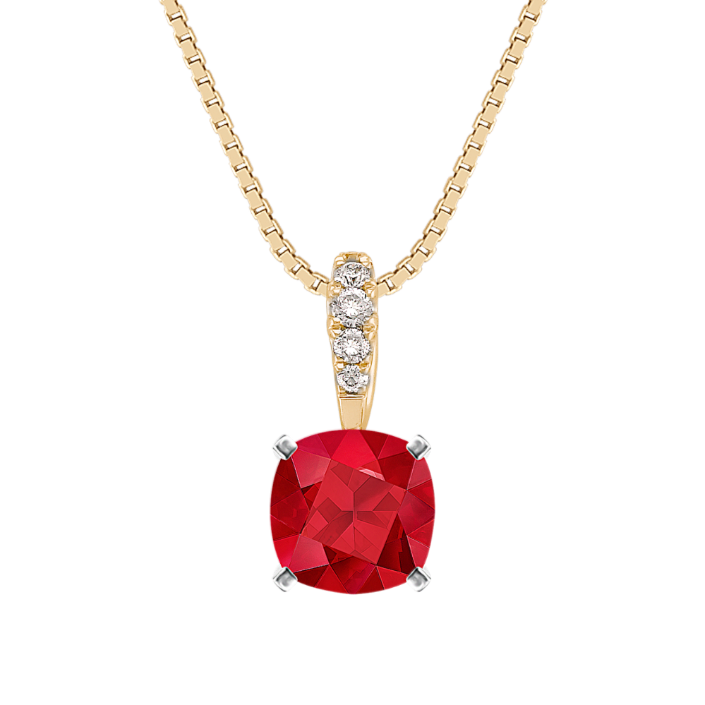 5.88 mm Natural Ruby Necklace in Yellow Gold