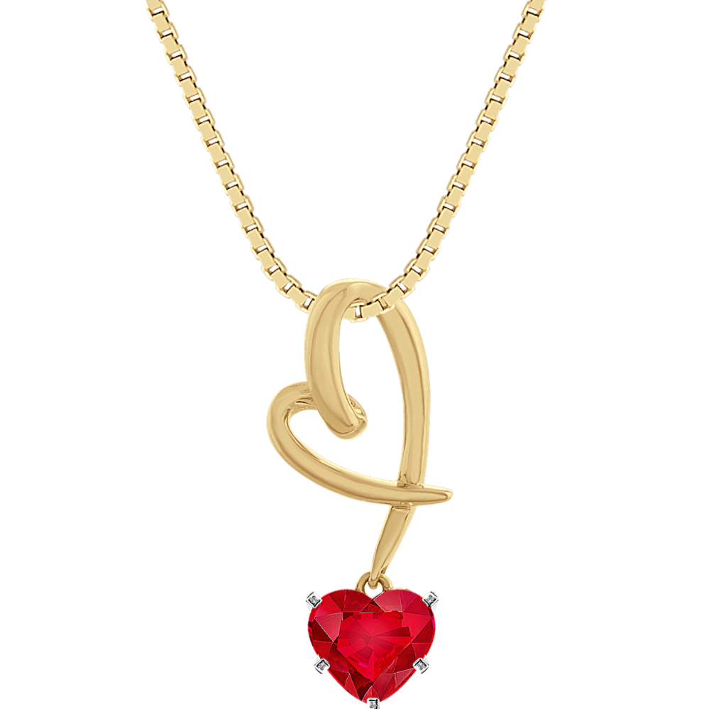 Dangle Heart Pendant in 14k Yellow Gold (18'')
