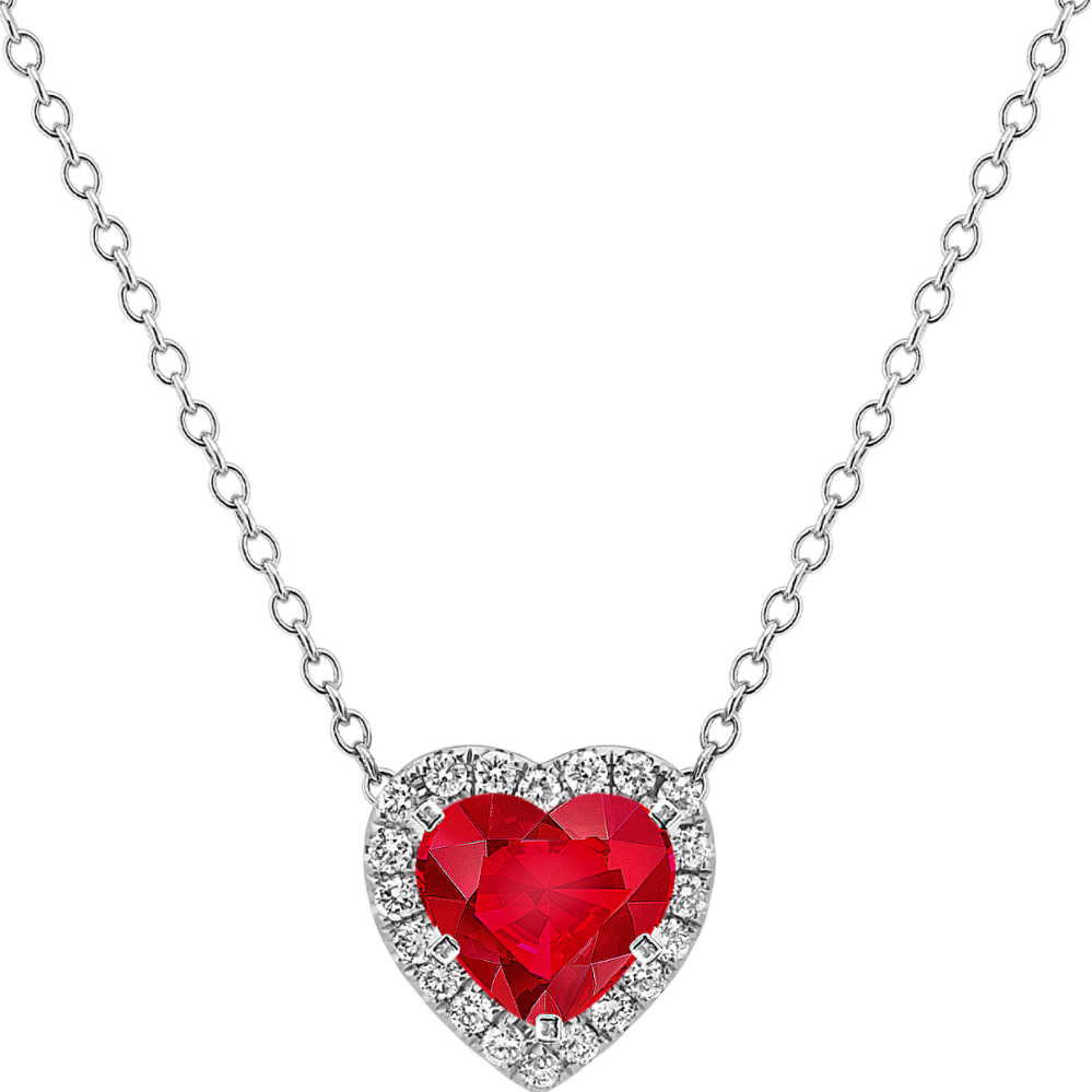 6.97 mm Natural Ruby Necklace in White Gold