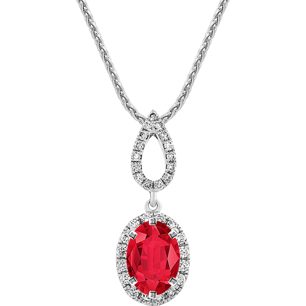 6.88 mm Natural Ruby Pendant in White Gold