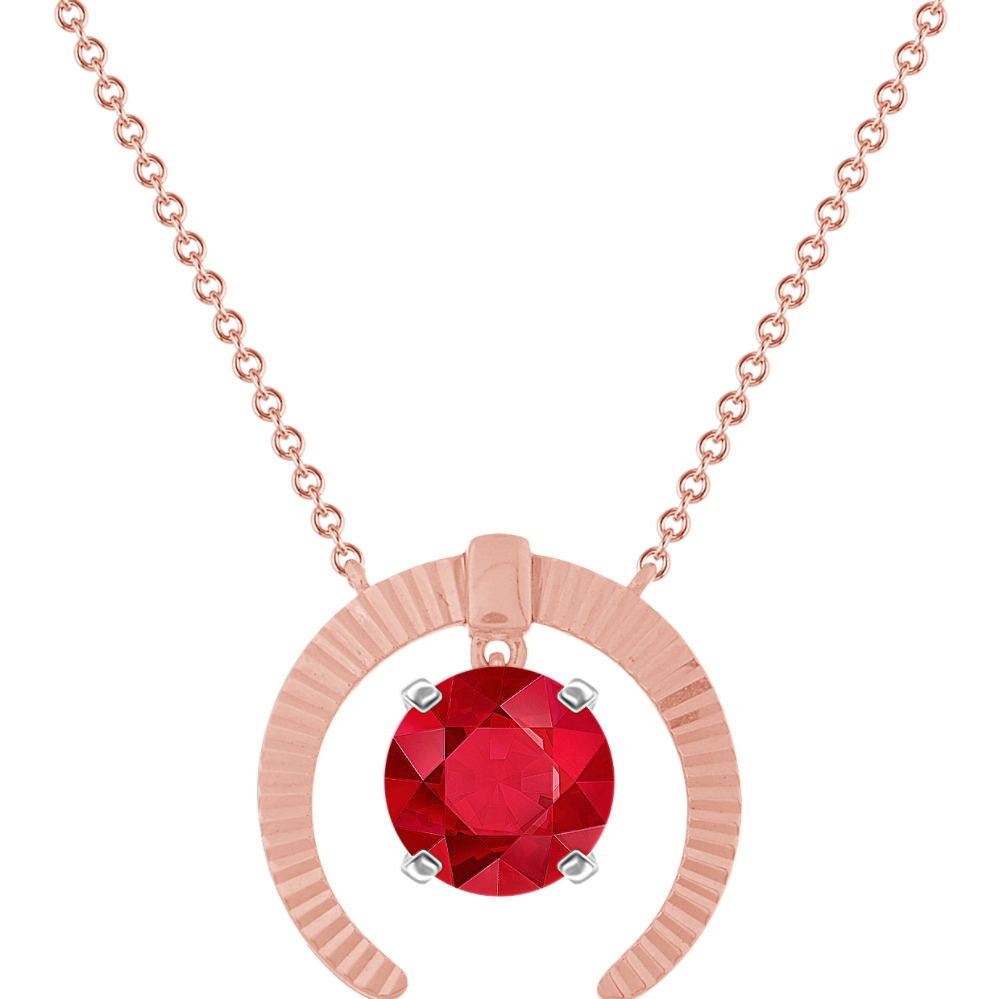 Textured Horn Pendant in 14k Rose Gold (18'')