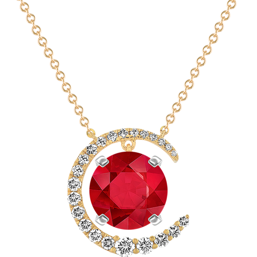 Diamond Accented Crescent Moon Pendant (18'')