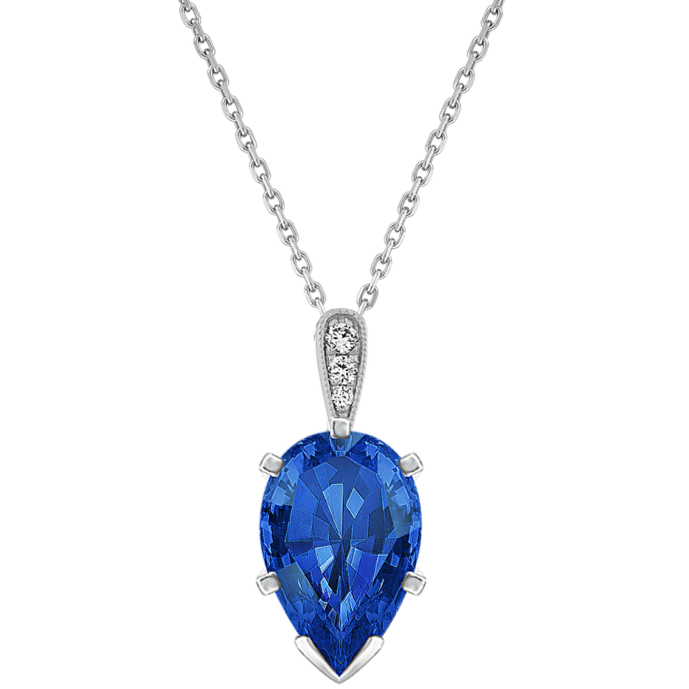 Diamond Accented Pendant for Pear Gemstone (20'')