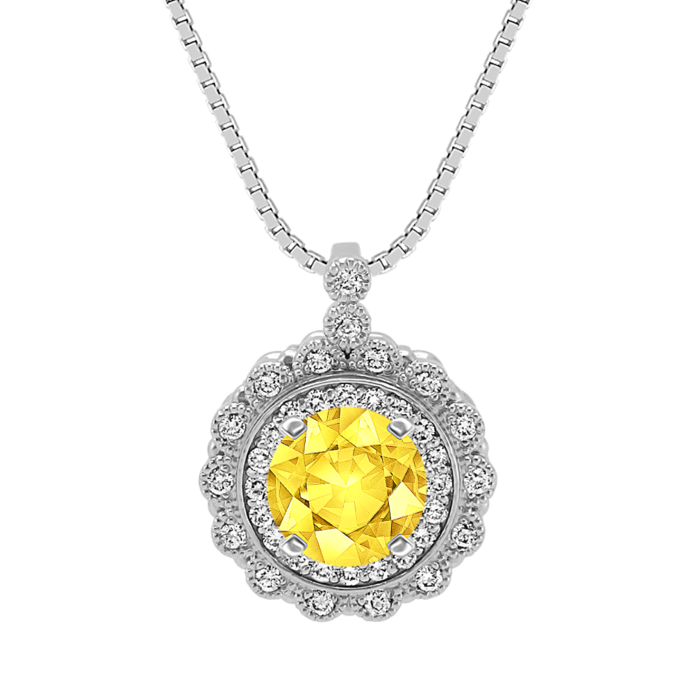 Round Diamond Floral Pendant (18 in)