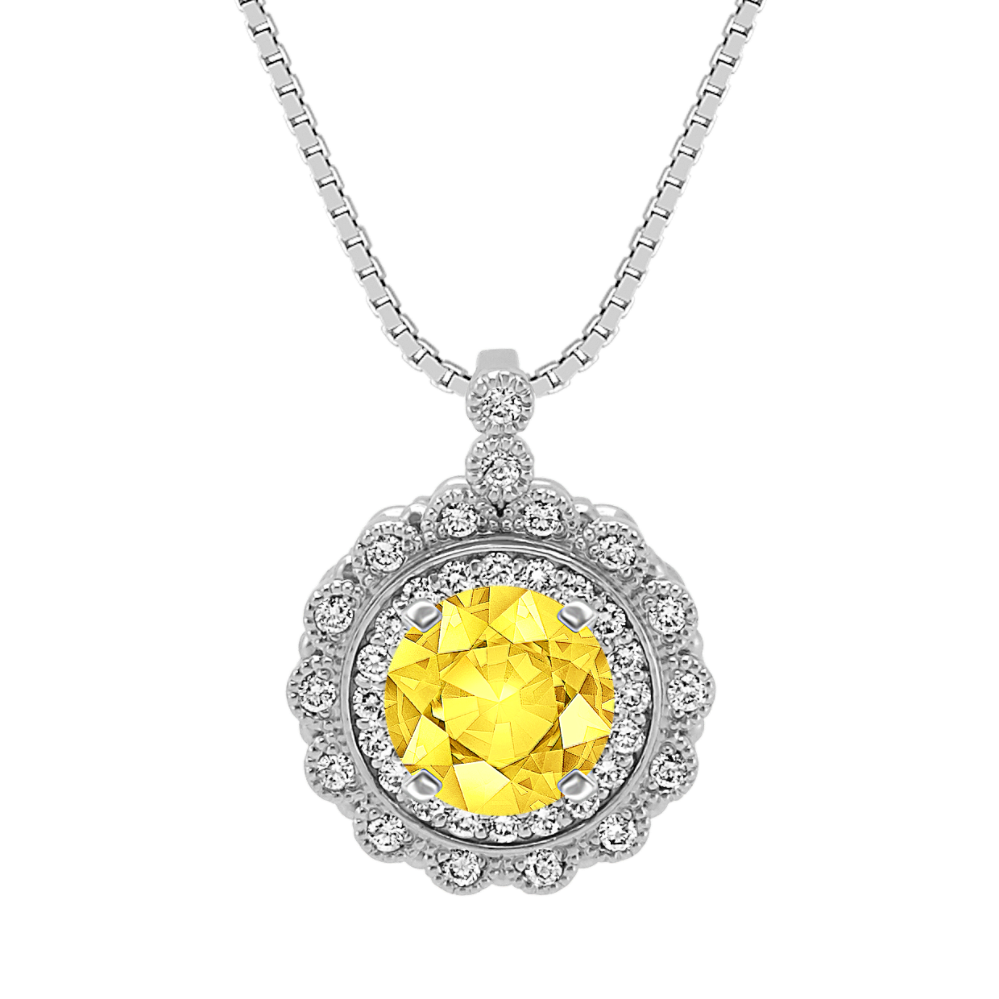 Round Diamond Floral Pendant (18'')