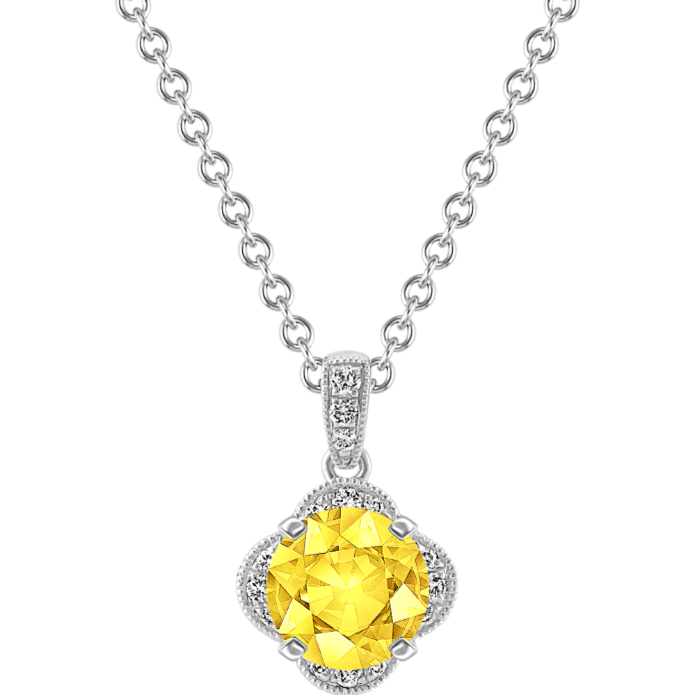 5.88 mm Yellow Natural Sapphire Necklace in White Gold