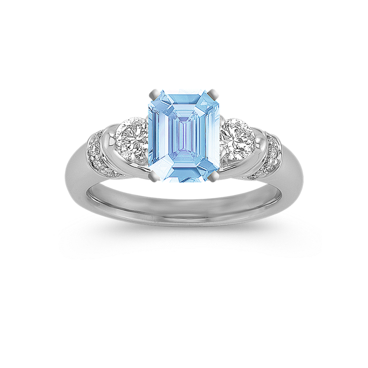 6.92 mm Natural Aquamarine Engagement Ring in Platinum