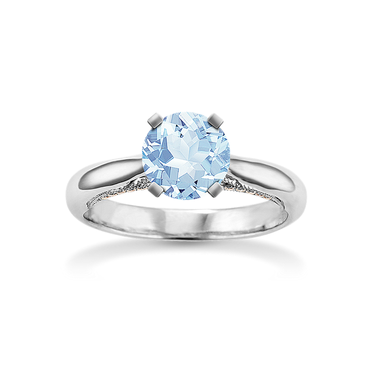 Classic Cathedral Round Natural Diamond Platinum Engagement Ring