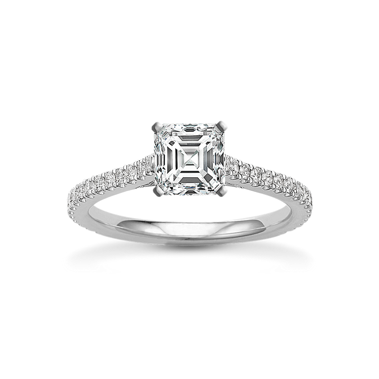 Renia Natural Diamond Cathedral Engagement Ring in Platinum