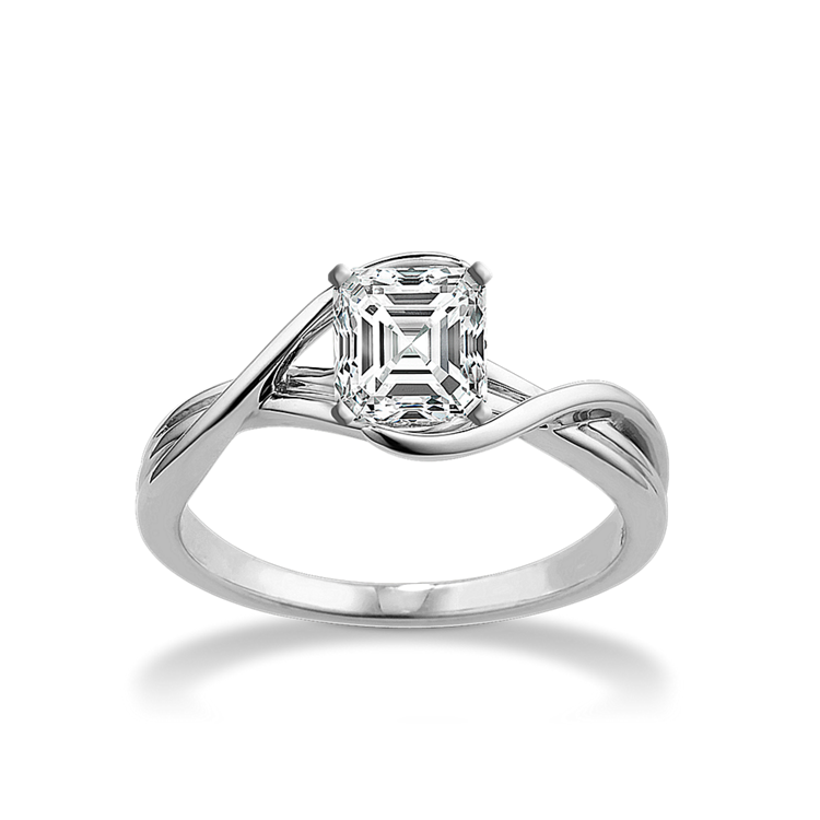 Athena 14k White Gold Swirl Engagement Ring