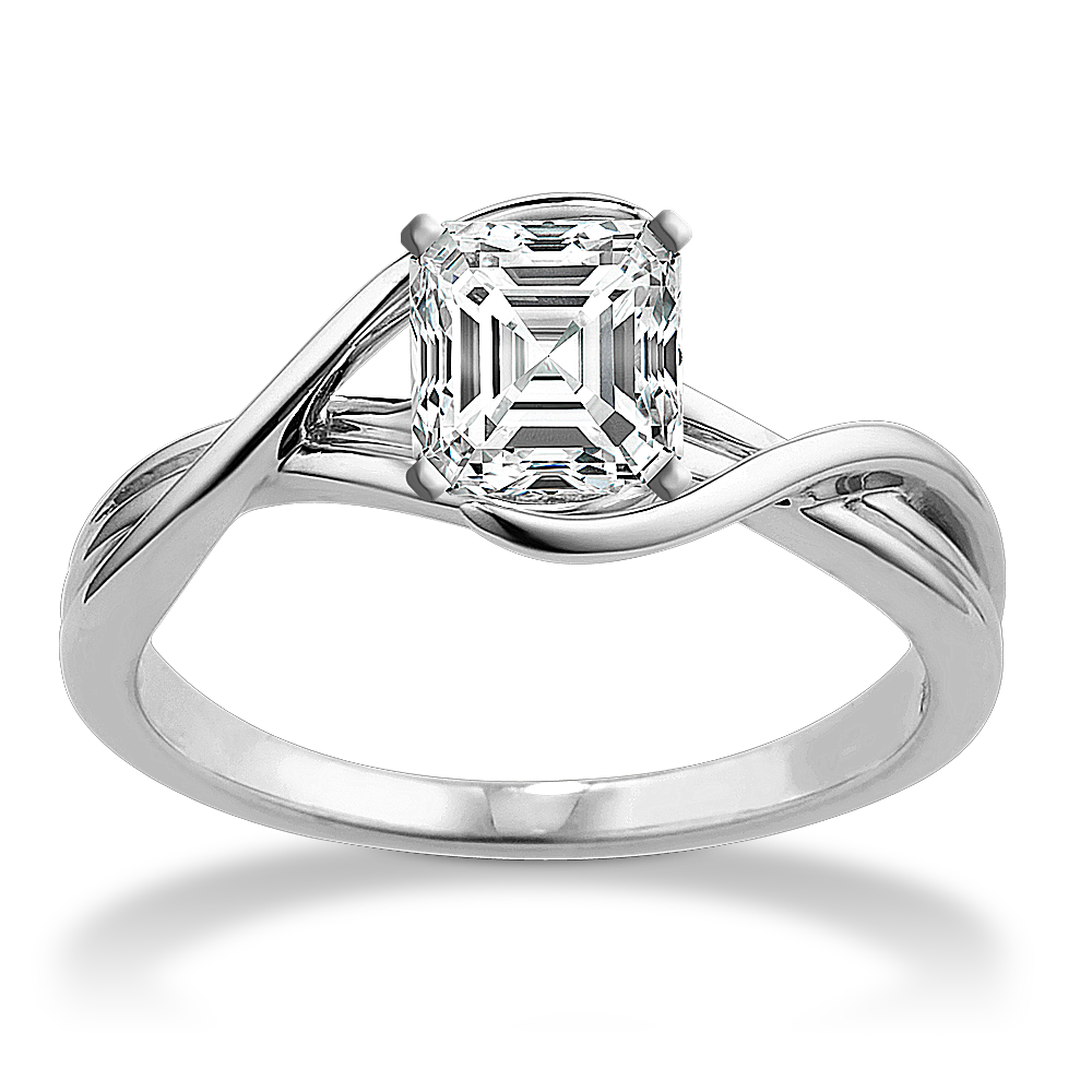 Athena 14k White Gold Swirl Engagement Ring
