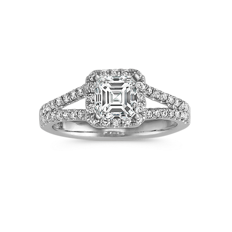 Veranda Halo Split Shank Natural Diamond Engagement Ring