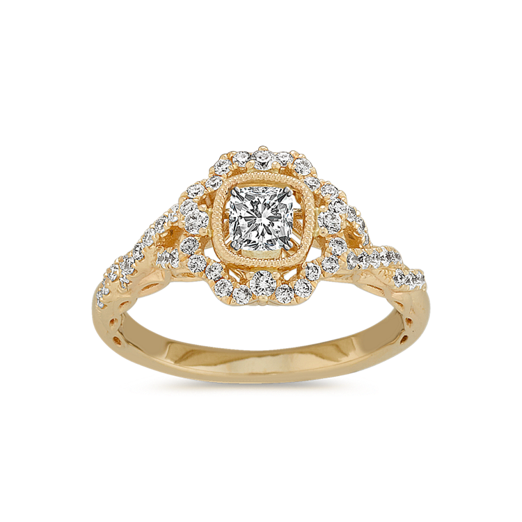 Vintage-Style Swirl Natural Diamond Engagement Ring