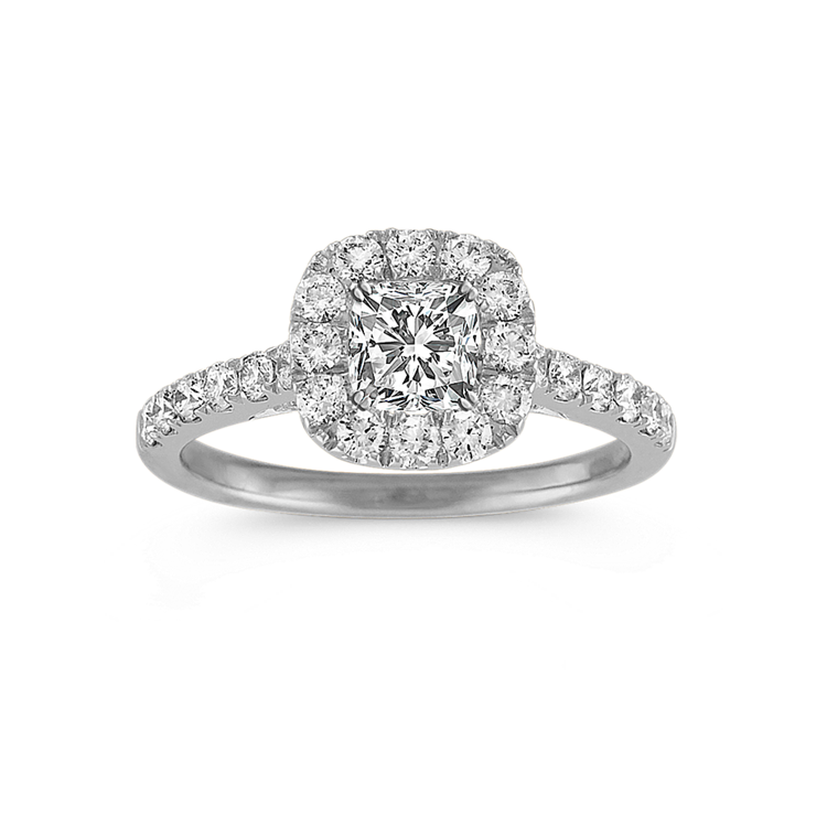 Chorus Natural Diamond Halo Engagement Ring in Platinum