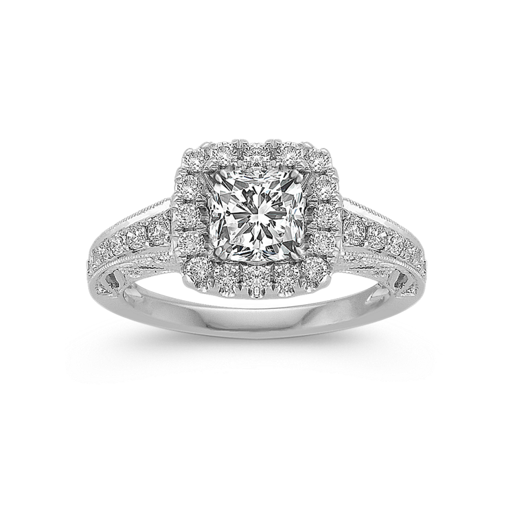 Mira Halo Vintage Natural Diamond Engagement Ring
