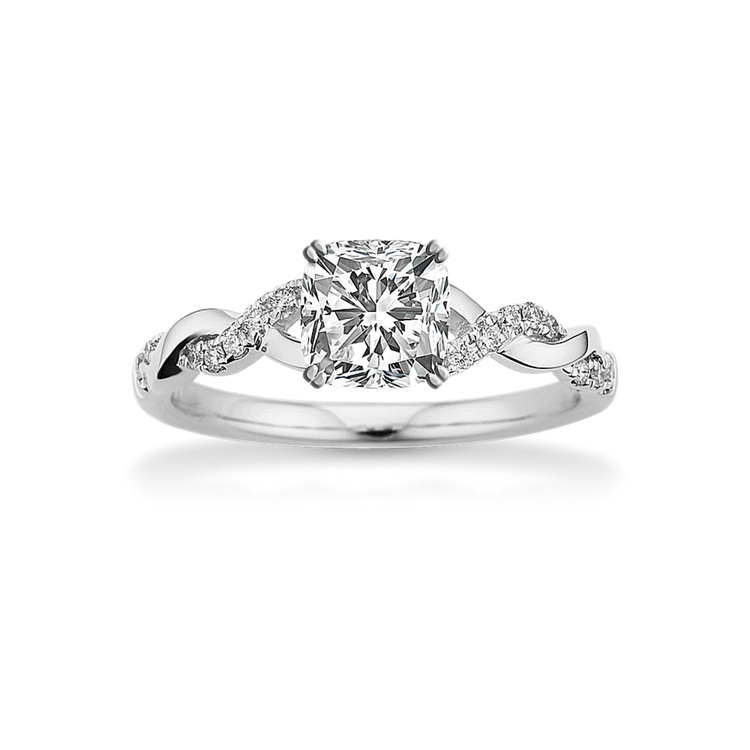 Willow Round Diamond Infinity Engagement Ring in 14k White Gold