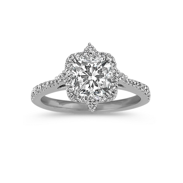 Platinum Halo Natural Diamond Engagement Ring
