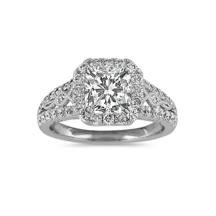 Vintage Natural Diamond Halo Engagement Ring